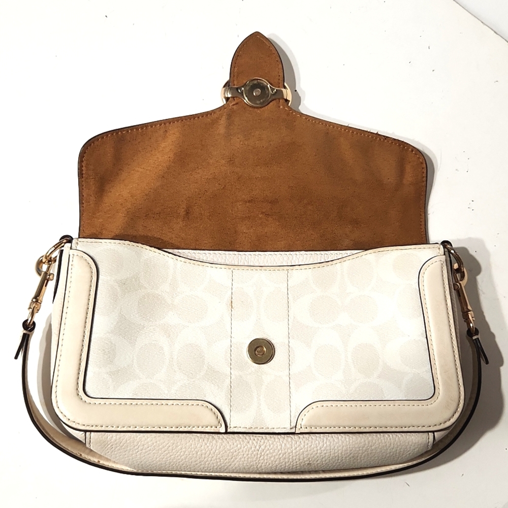 Coach Georgie Signature Leather Shoulder Hand Bag C4067 Chalk - Picture 5 of 15